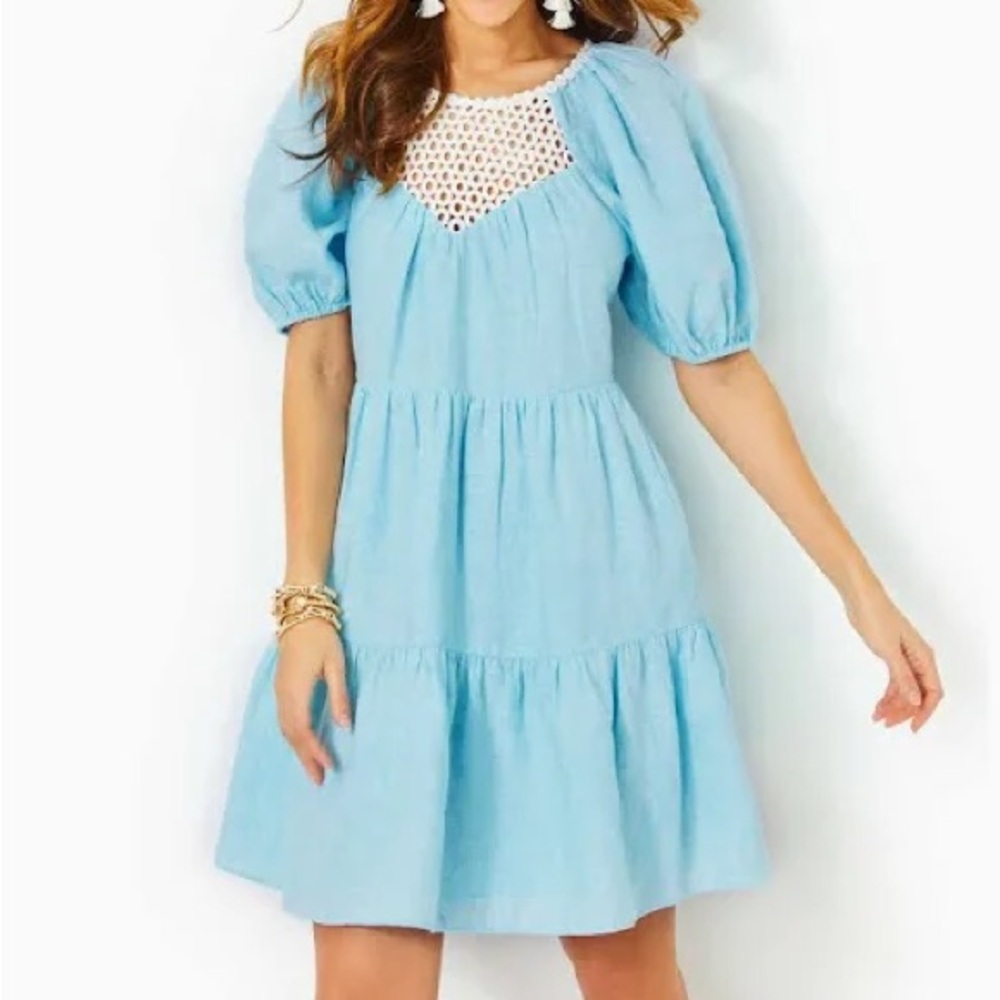 Lilly Pulitzer Light Blue Dress with Crochet Detail